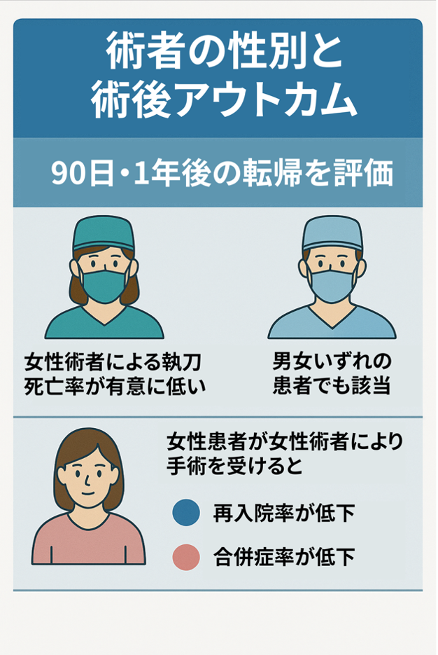術者の性別と術後アウトカム